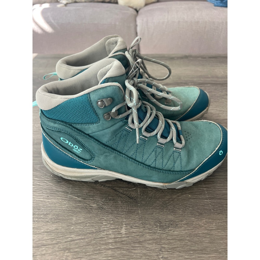 Oboz Ouzel Mid B-DRY Hiking Boots Womens Teal Waterproof Leather Size 12